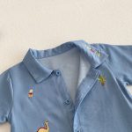 【66-90】デニムロンパース 恐竜刺繡 肌に優しい ベビー服 - 画像 (8)