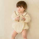 【66-90】ロンパース クマ柄 セーラー風 シンプル 着心地良い ベビー服 - 画像 (9)