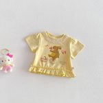 【73-120】Tシャツ うさぎプリント 可愛い フリル 韓国風 トップス - 画像 (13)