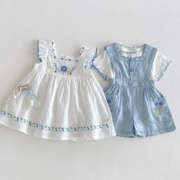 【73-120cm】フリルTシャツor刺繍サロペットorサロペットスカート 可愛い 子供服