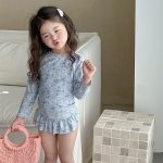 【80-130】水着 長袖 ラッシュガード UVカット 花柄 - 画像 (5)