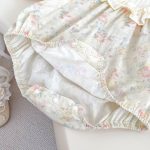 【66-90】ベビー 女の子 小花柄 レトロ フリル 帽子付き ロンパース - 画像 (6)