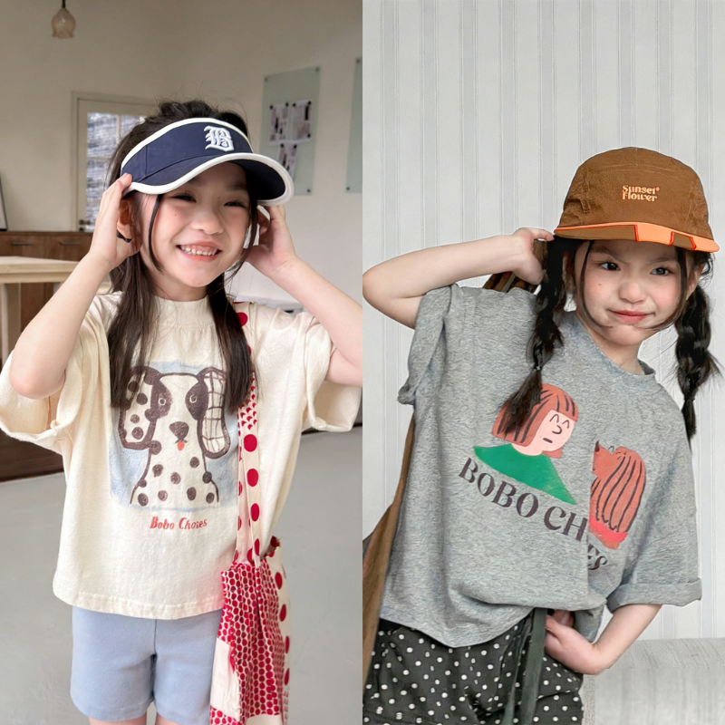 3 【90-160】半袖Tシャツ 女の子 カートゥーン プリント - 画像 (1)