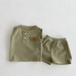 【66-100】セットアップ クマ柄 ワッフル ノースリーブ 着心地良い - 画像 (4)