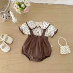 【66-100】二点セット シャツ&サロペット フラワー 可愛い - 画像 (9)