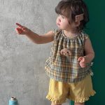 【73-110】セットアップ レトロ チェック 可愛い ベビー服 - 画像 (9)