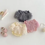 【73-100】チュール ショートパンツ ベビー 女の子 リボン フリル - 画像 (3)