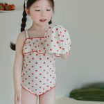【80-130】水着 ドット フリル 可愛い 女の子 スイムウェア - 画像 (5)