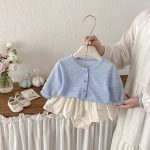 【73-100】セットアップ ブルーカーディガン＆花柄ブルマ おしゃれ ベビー服 - 画像 (3)