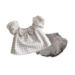 【73-100】セットアップ パフスリーブ 蝶結び シンプル ベビー服 - 画像 (10)