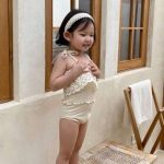 【80-130】水着 透かし彫りデザイン ストラップ スイムウェア - 画像 (8)