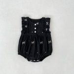【90-130】ロンパースorワンピース 蝶結び柄 ブラック 姉妹服 - 画像 (13)