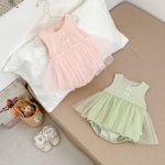 【66-90】ロンパース ノースリーブ 無地 女の子 可愛い - 画像 (7)