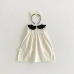 【66-140】ロンパース or ワンピース ベビー 女の子 丸襟 リボン - 画像 (11)