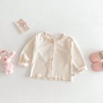 【73-120】カーディガンorデニムパンツ 柔らか クリーム シンプル - 画像 (3)