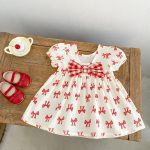 【73-110】ワンピース レッド 蝶結び柄 可愛い 女の子 - 画像 (10)