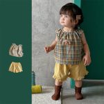 【73-110】セットアップ レトロ チェック 可愛い ベビー服
