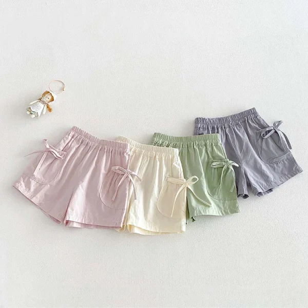 【73-100cm】ベビー 女の子 リボンフリル ショートパンツ
