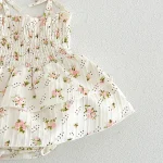 【66-100】ロンパース ボンネット付き ベビー 女の子リボン 小花柄 - 画像 (13)