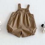【73-100】セットアップ ブラウン サロペット&シャツ - 画像 (7)