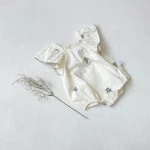 【66-90】ロンパース ベビー 女の子 フラワ刺繍 - 画像 (5)