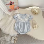 【66-90】ロンパース レース パフスリーブ おしゃれ ベビー服 - 画像 (4)