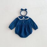 【66-90】ロンパース デニム レース 可愛い ベビー服 - 画像 (3)
