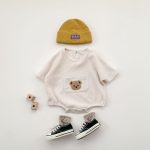 【66-90】ロンパース クマ柄 ポケット付き 半袖 ベビー服 - 画像 (10)