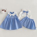 【73-120】ワンピースorシャツorスカート 可愛い ブルー チェック - 画像 (10)