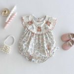 【66-90】ロンパース 熊さん 花柄 おしゃれ ベビー服 - 画像 (6)