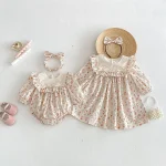 【66-140】ロンパース or ワンピース ベビー 女の子 小花柄 - 画像 (4)