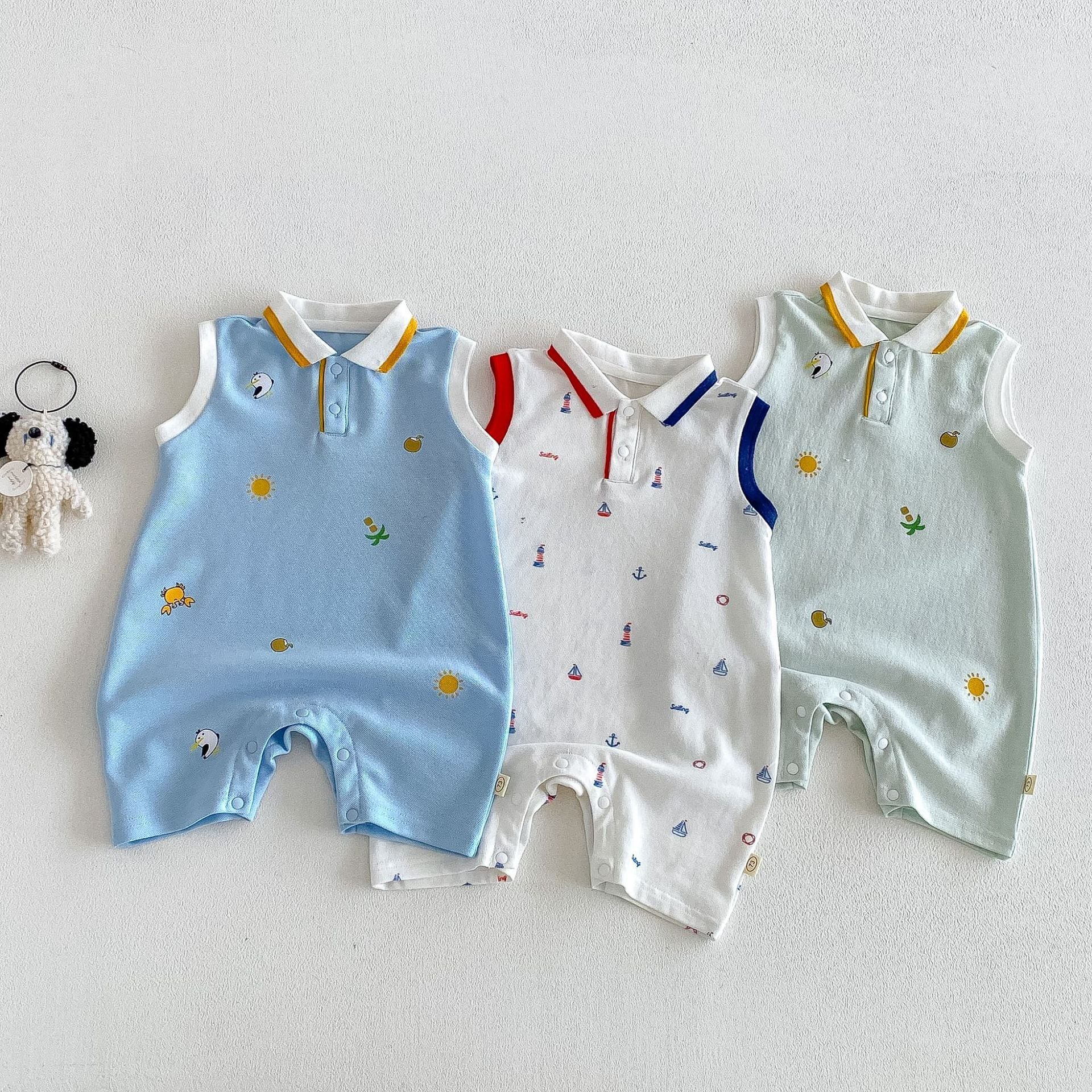 42fefd3dc69b98a88e72e64dd0cd2b87.jpg 【66-90】ロンパース ノースリーブ カートゥーン 可愛い ベビー服 - 画像 (1)