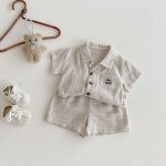 【80-120】セットアップ ストライプ グレー カジュアル 子供服 - 画像 (3)
