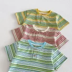 【73-120】半袖Tシャツ ベビー 男の子 ボタン付き ボーダー - 画像 (11)