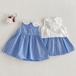【73-120】ワンピースorシャツorスカート 可愛い ブルー チェック - 画像 (7)
