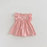 【80-130】ワンピース ベビー 女の子 肩フリル リボン - 画像 (5)