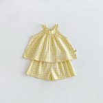 【73-110】セットアップ イエロー チェックトップス&ブルマ - 画像 (5)