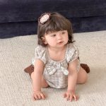 【73-100】セットアップ パフスリーブ 蝶結び シンプル ベビー服 - 画像 (8)