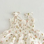 【66-100】ロンパース ボンネット付き ベビー 女の子リボン 小花柄 - 画像 (9)