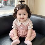 【73-100】セットアップ ピンク ウサギ サロペット＆ブラウス - 画像 (7)