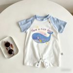 【66-90】ロンパース クジラ ブルー 可愛い ベビー服 - 画像 (3)