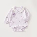 【66-80】ロンパース パープル フラワー 可愛い ベビー服 - 画像 (3)