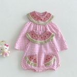 【66-110】ロンパースorワンピース スイカ ノースリーブ 姉妹服 - 画像 (9)
