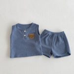 【66-100】セットアップ クマ柄 ワッフル ノースリーブ 着心地良い - 画像 (7)