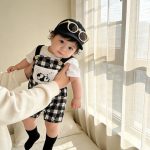 【66-100】セットアップ 可愛い パンダ サロペット&シャツ - 画像 (5)