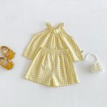 【73-110】セットアップ イエロー チェックトップス&ブルマ - 画像 (7)