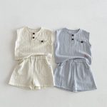 【73-110】セットアップ ペット柄 ノースリーブ 着心地良い 子供服 - 画像 (9)