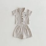 【80-120】セットアップ ストライプ グレー カジュアル 子供服 - 画像 (4)