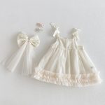 【73-100】ワンピース 蝶結び付き シンプル 女の子 おしゃれ