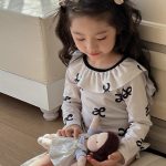 【100-140】水着 INS映え 韓国風 フリル リボン柄 - 画像 (6)